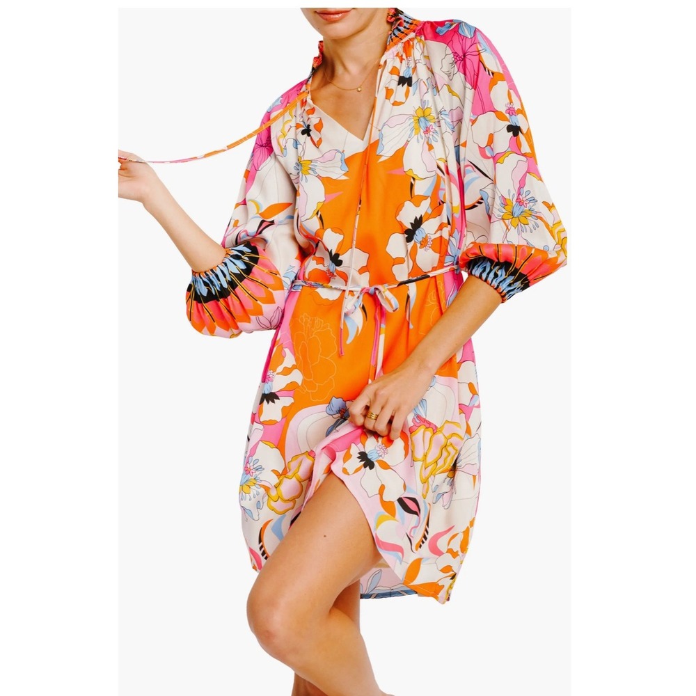 Ciebon Drea Floral Print Long Sleeve Minidress Small NWT